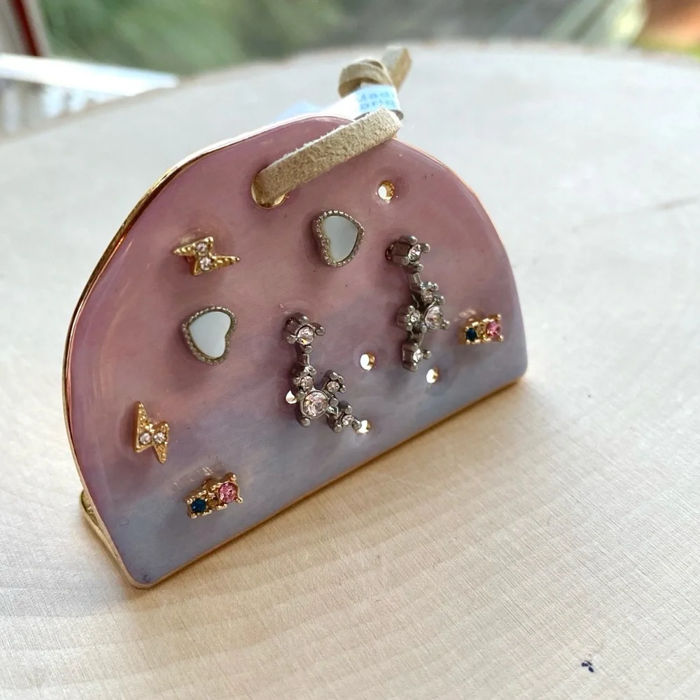 NWT Free People Dreamer Ceramic Stud Earring Set Gold Silver - Picture 10 of 16